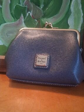 Dooney & Bourke GreyKiss-Lock Coin  Pouch with Gold Trim